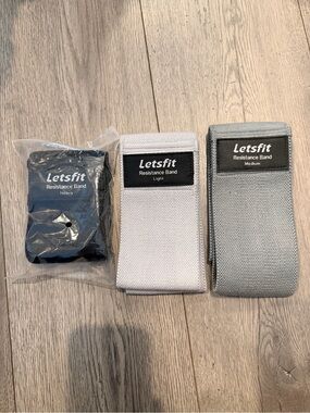 Letsfit Women's Fabric Resistance Band Set — Black, White, Gray